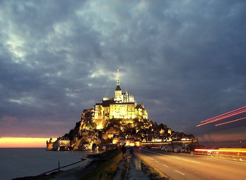 Mont Saint-Michel at Dusk — Purple, Dramatic
