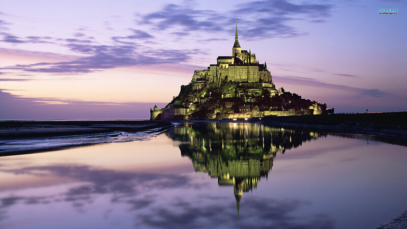 Mont Saint-Michel at Dusk — Purple, Serene