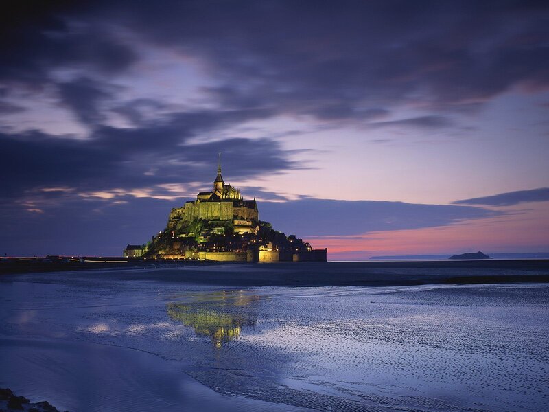 Mont Saint-Michel at Dusk — Purple