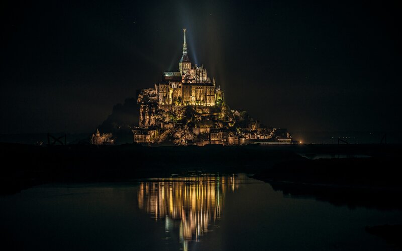 Mont Saint-Michel at night