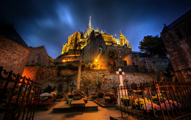 Mont Saint-Michel at Night — Blue, Dramatic