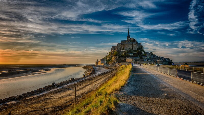 Mont Saint-Michel at Sunset — Blue, Dramatic