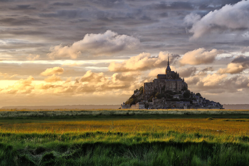 Mont Saint-Michel at Sunset — Green