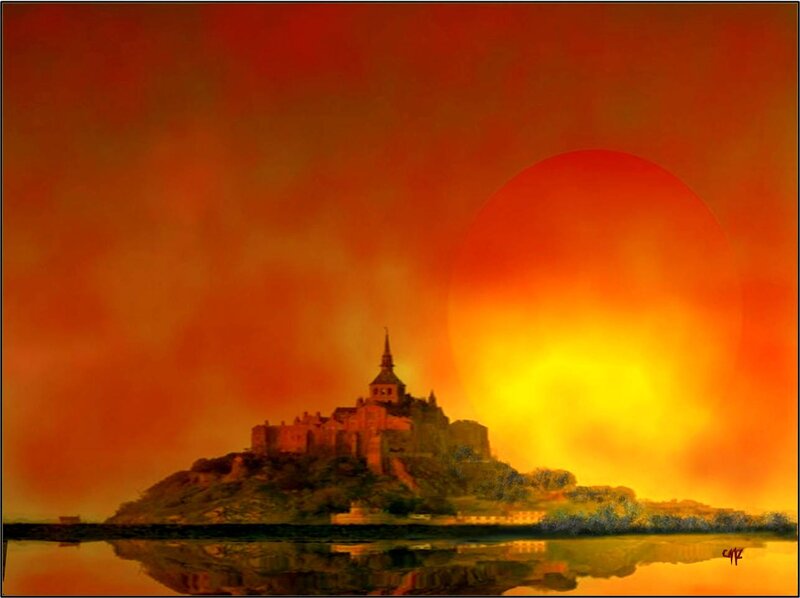 Mont Saint-michel at Sunset — Orange