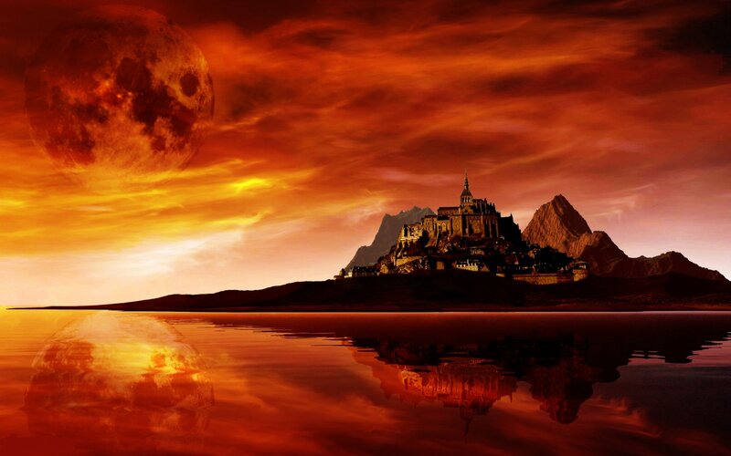 Mont Saint-michel at Sunset — Red, Dramatic