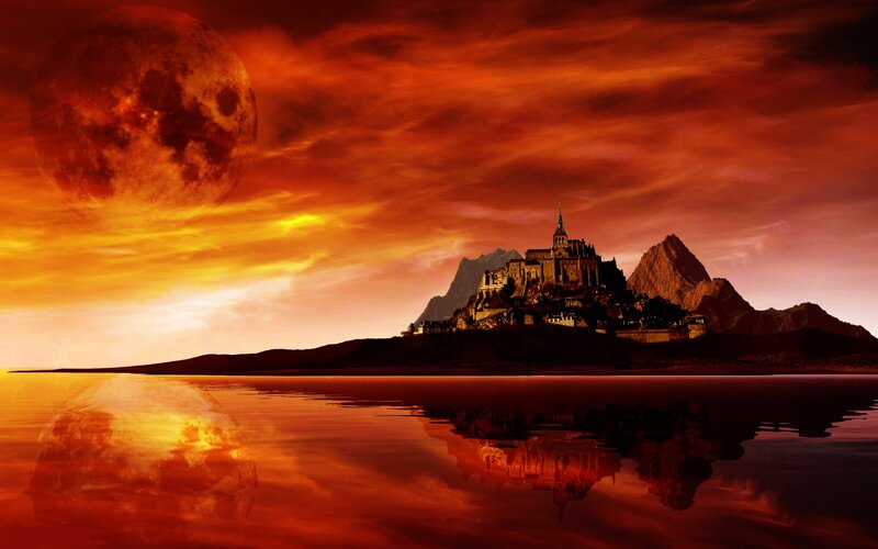 Mont Saint-michel at Sunset — Red