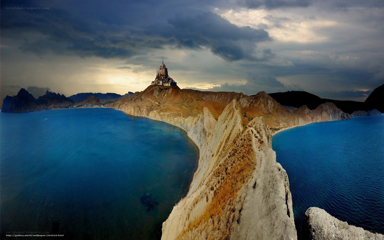 Mont Saint-Michel under stormy sky