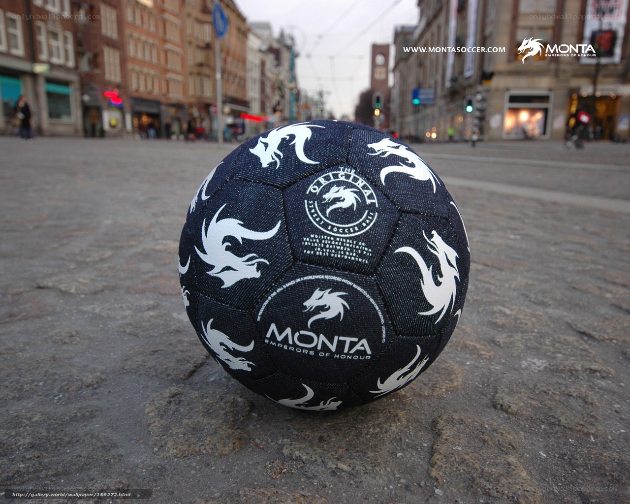 Monta soccer ball on cobblestones
