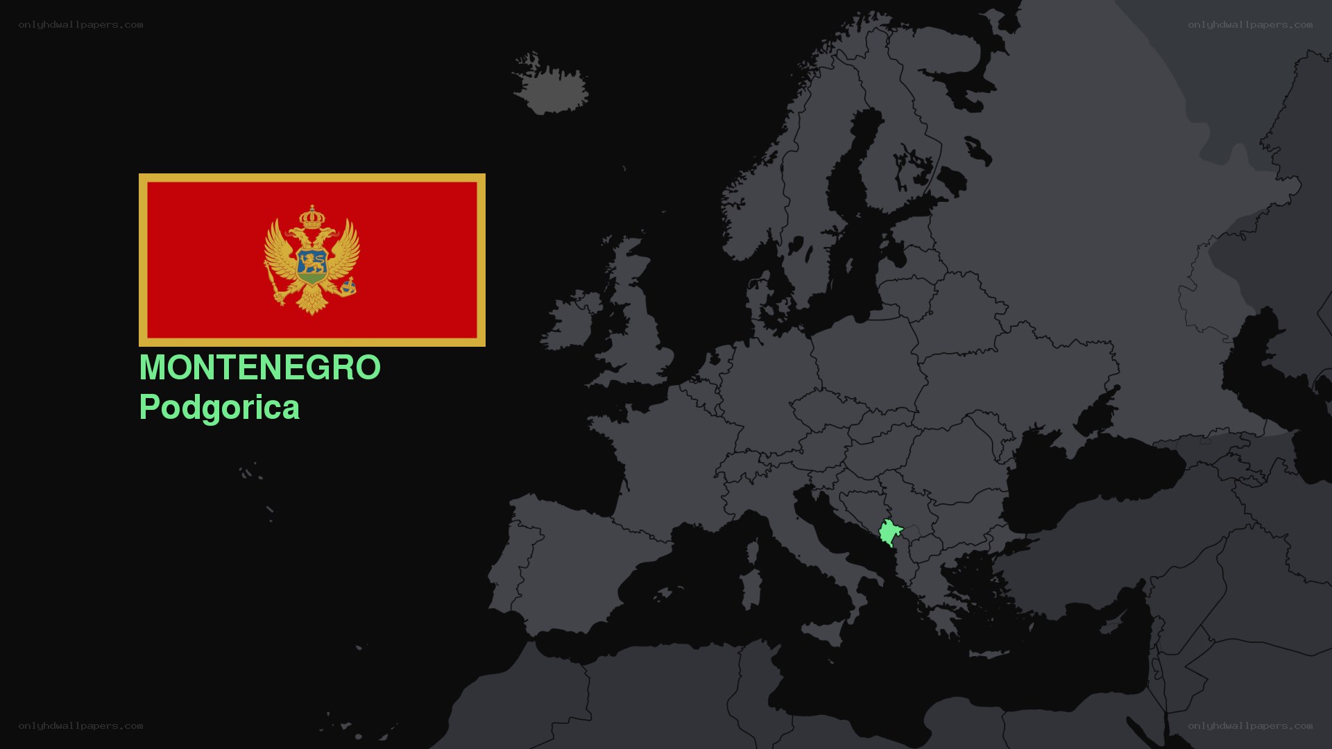Montenegro on European map