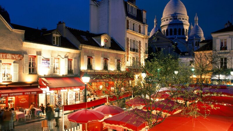 Montmartre at dusk with Sacré-Cœur