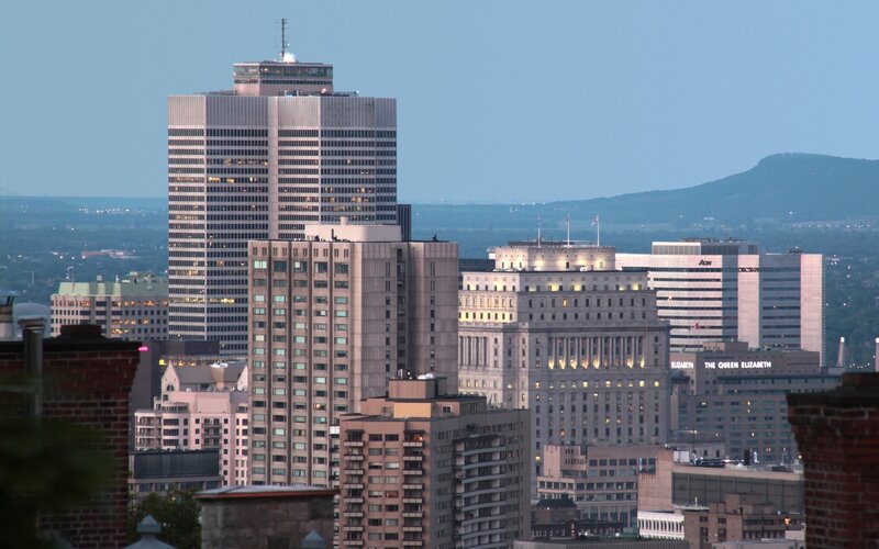 Montreal city skyline at dusk