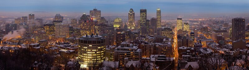 Montreal City Skyline — Blue, Dramatic, Night, Photograph