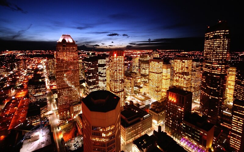 Montreal City Skyline — Blue, Dramatic, Night