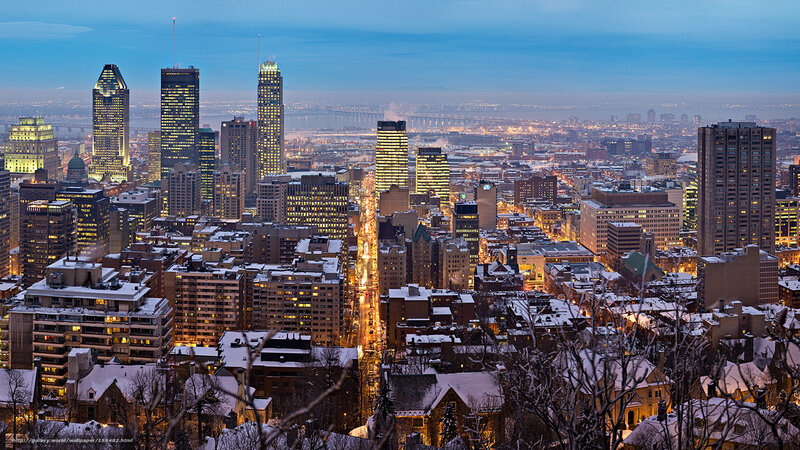 Montreal City Skyline — Blue, Dramatic, Winter, Photograph