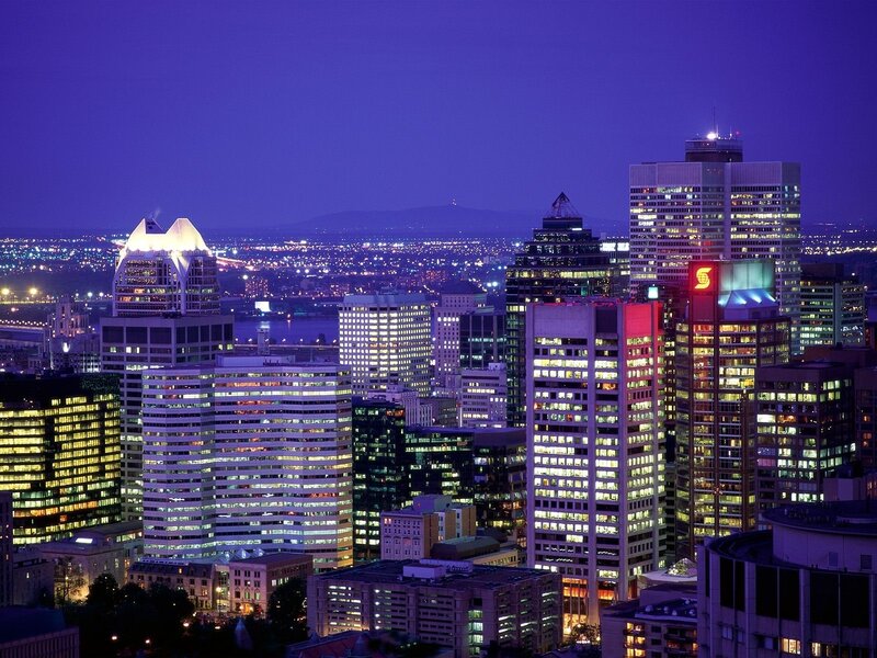 Montreal City Skyline — Purple