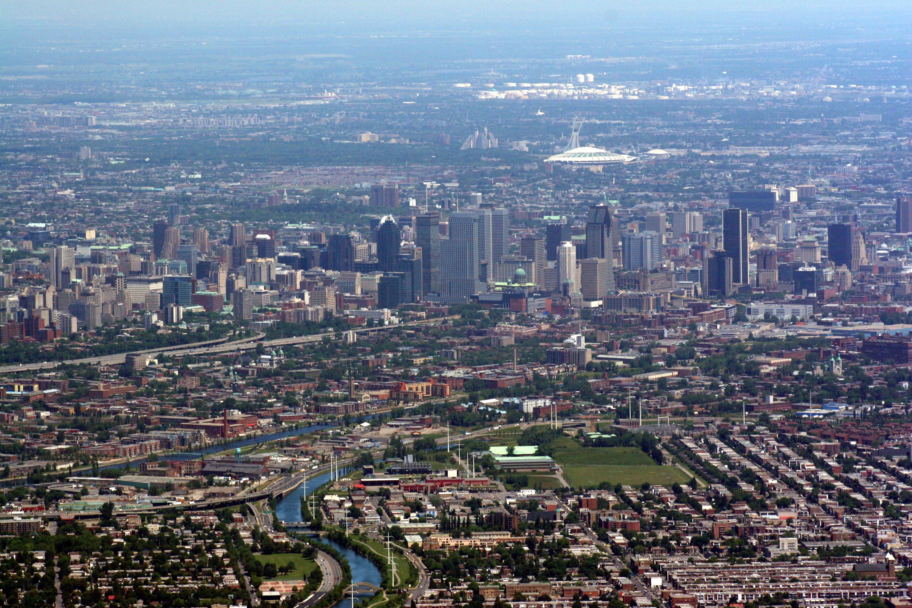 Montreal cityscape from above