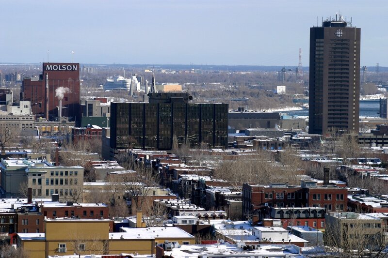 Montreal cityscape with Molson and CBC buildings