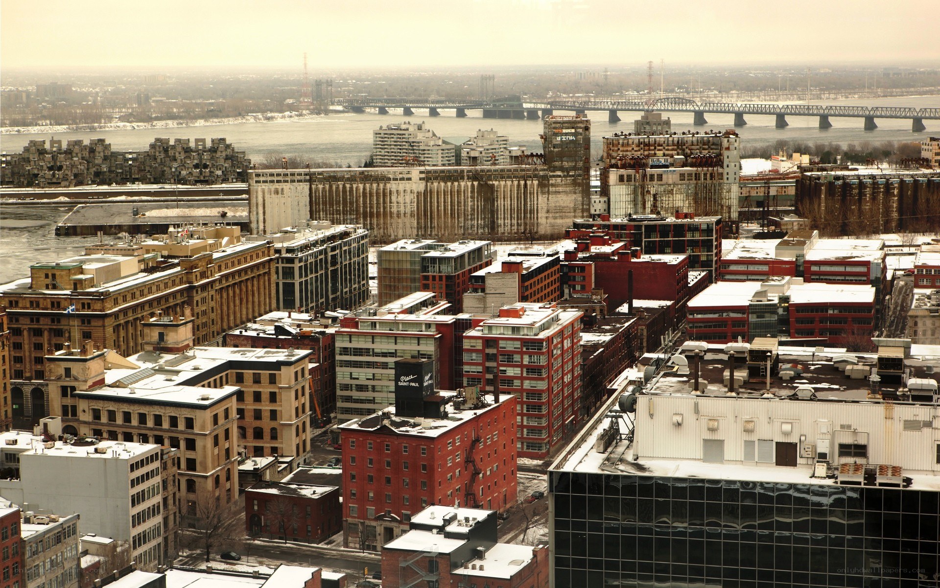 Montreal cityscape with river