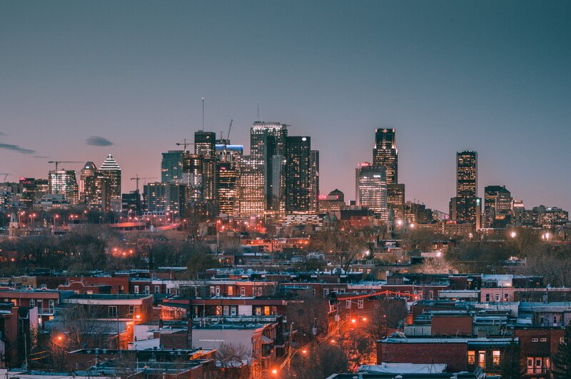 Montreal Skyline at Dusk — Blue, Calm, Sunset