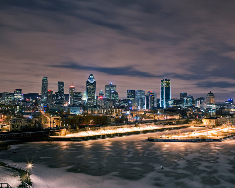Montreal Skyline at Night — Black, Calm