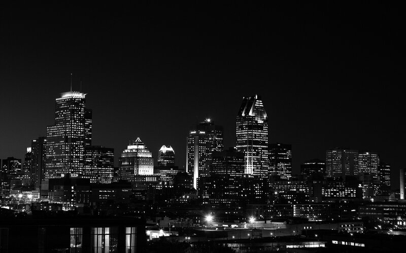Montreal Skyline at Night — Black, Dark