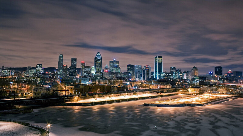 Montreal Skyline at Night — Black, Dramatic