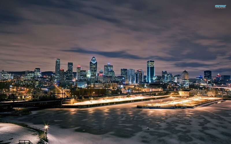 Montreal Skyline at Night — Blue, Dramatic, Photograph, Skyscraper