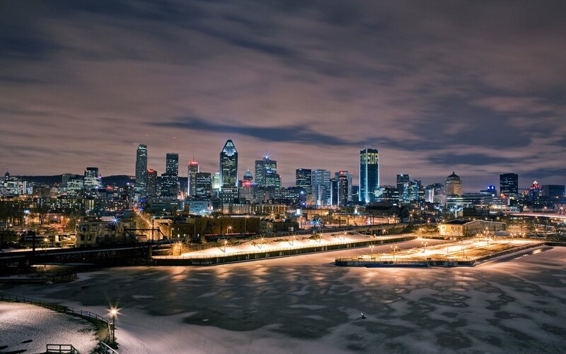 Montreal Skyline at Night — Blue, Dramatic