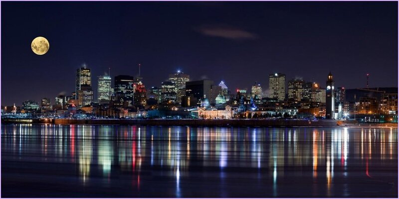 Montreal Skyline at Night — Blue