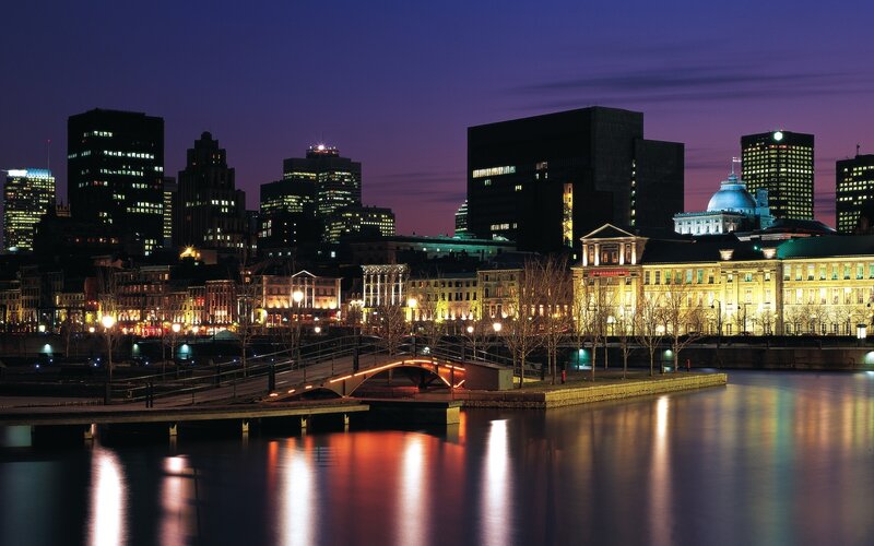 Montreal Skyline at Night — Purple, Serene
