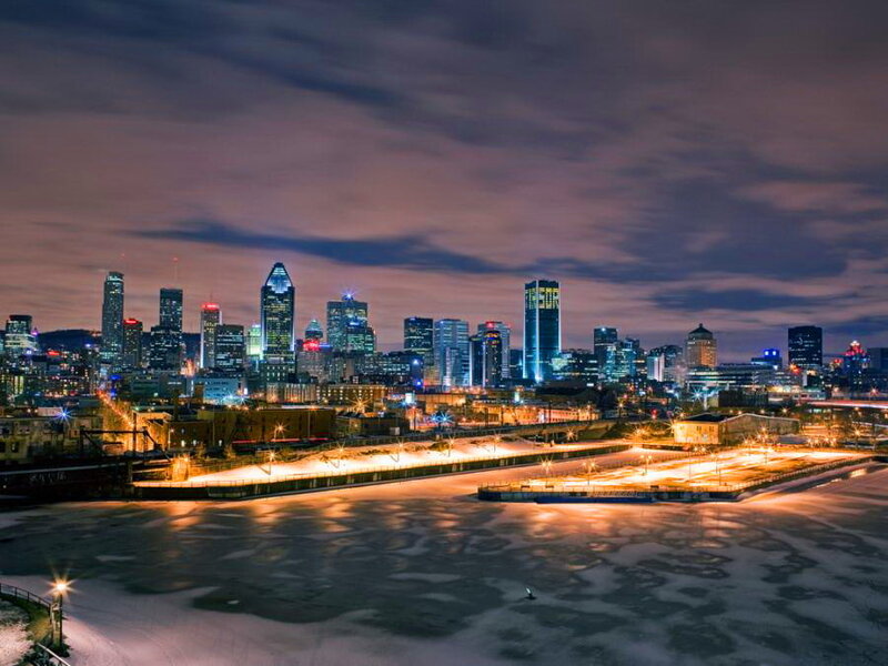 Montreal Skyline at Night — Purple