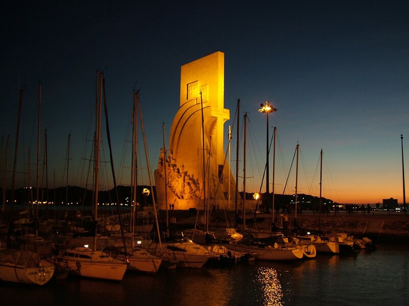 Monument at dusk in Lisbon