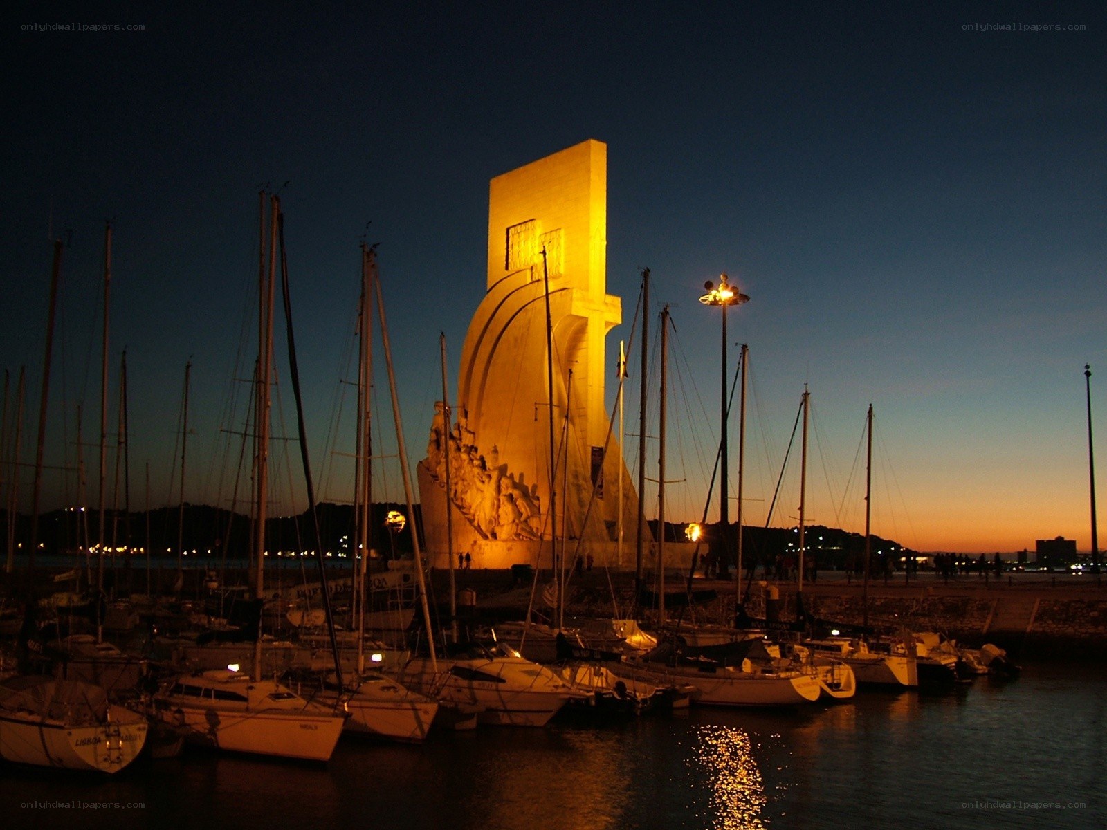 Monument at dusk in Lisbon