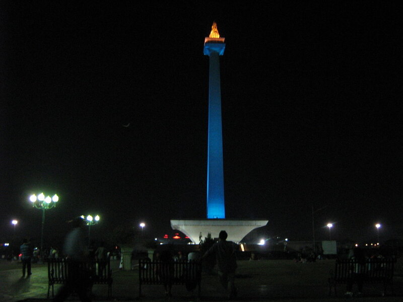 Monument at night in Jakarta