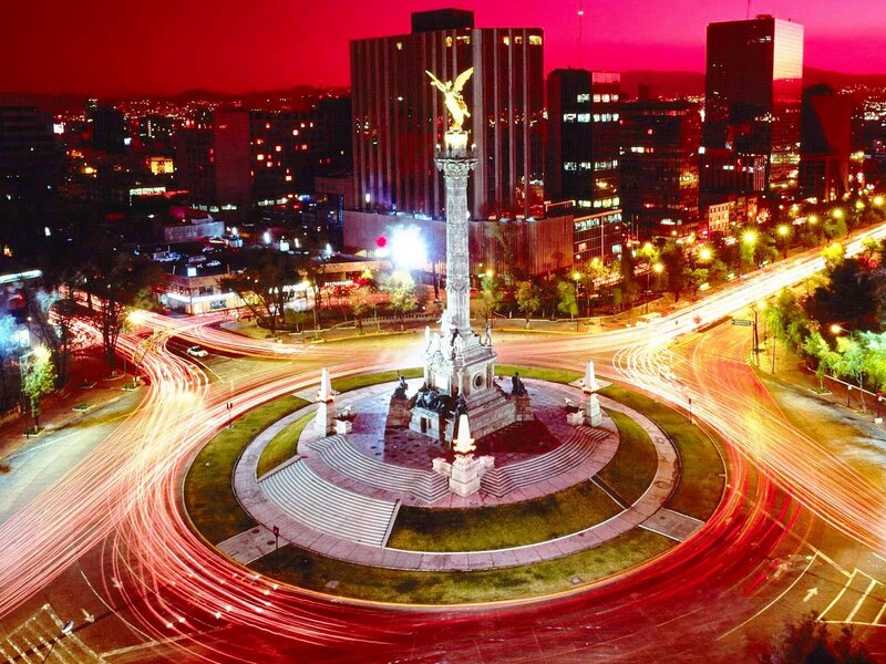 Monument at night in Mexico City