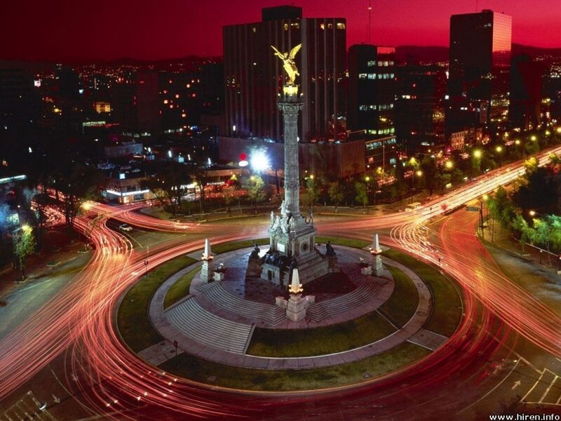 Monument at night in Mexico City
