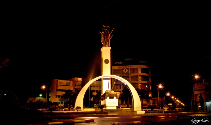 Monument at night in Vietnam