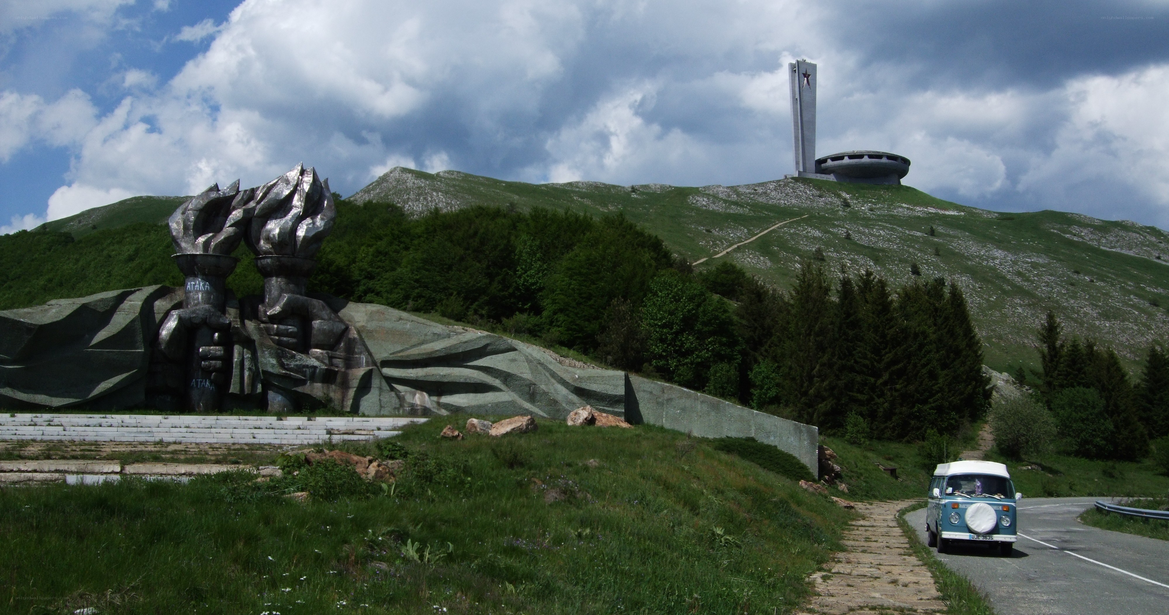 Monument on a hillside