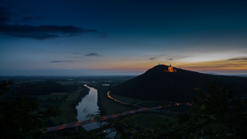 Monument on Hill at Dusk