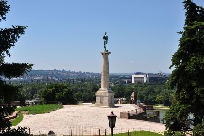 Monument overlooking a city