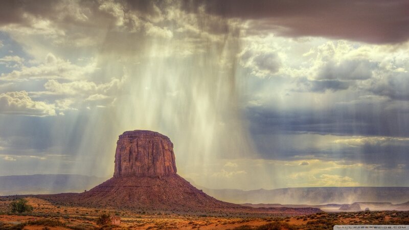Monument Valley Butte — Brown, Dramatic, Afternoon, Photograph, Clouds