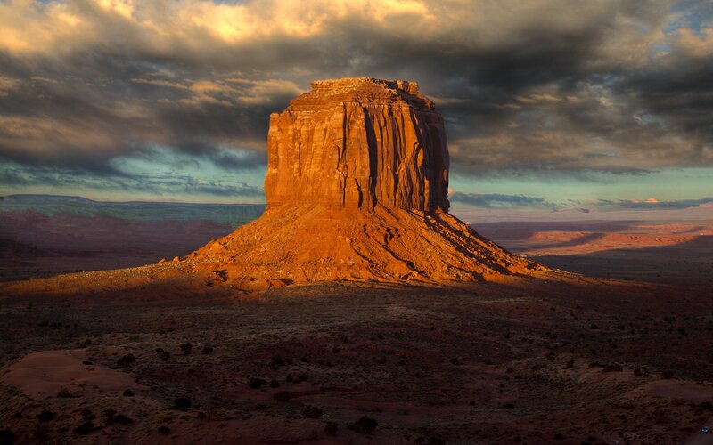 Monument Valley Butte — Orange, Dramatic, Sunset