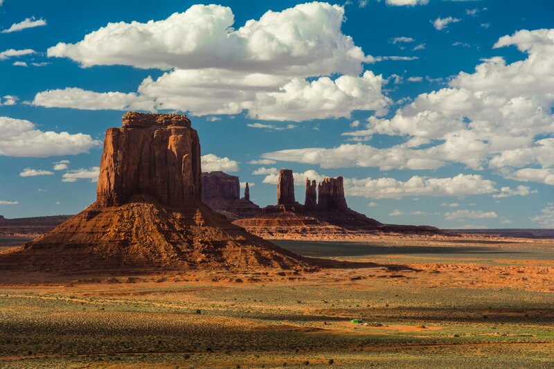 Monument Valley Buttes — Blue, Dramatic, Afternoon, Photograph, Clouds