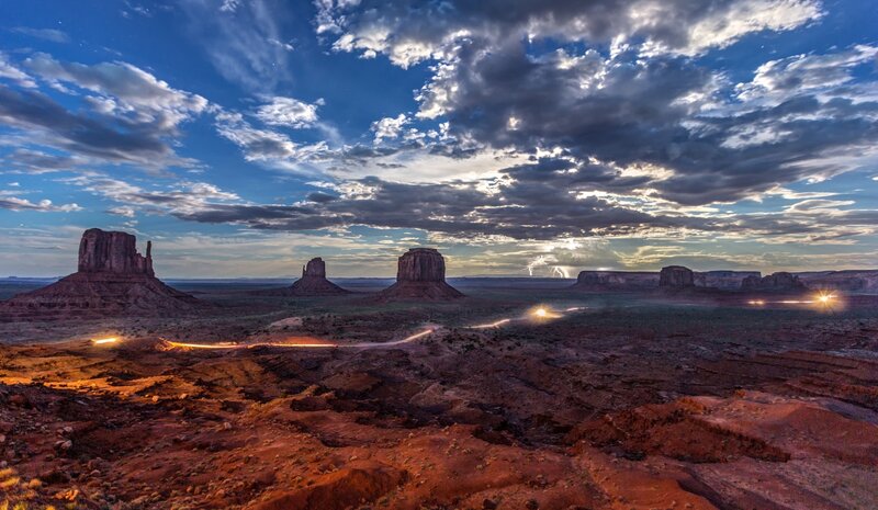 Monument Valley Buttes — Blue, Dramatic, Night
