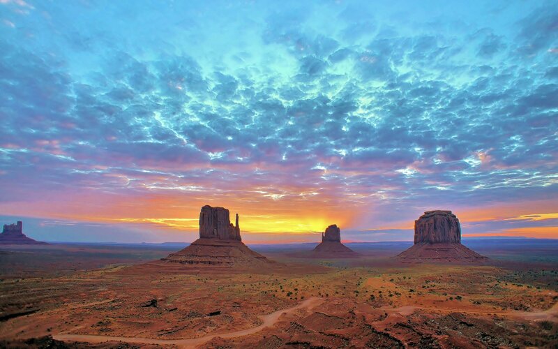 Monument Valley Buttes — Blue, Dramatic, Sunrise