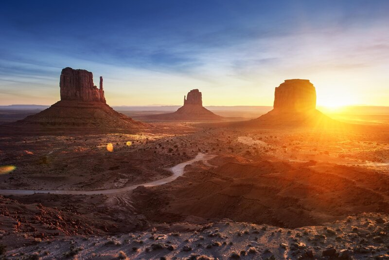 Monument Valley Buttes — Blue, Serene, Sunrise