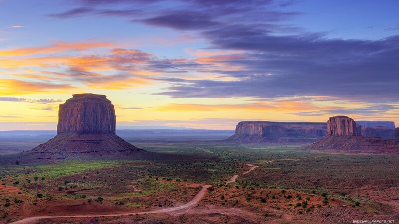 Monument Valley Buttes — Orange, Serene, Sunset, Photograph