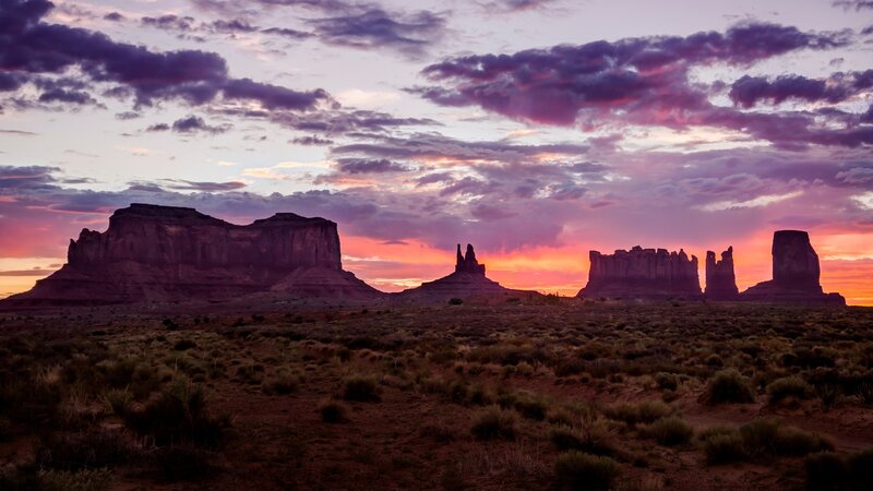 Monument Valley Buttes — Purple, Dramatic