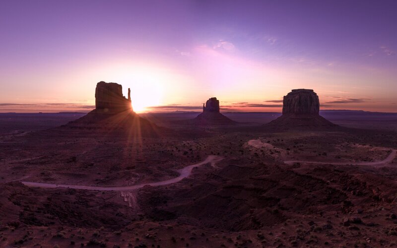 Monument Valley Buttes — Purple, Serene, Sunset