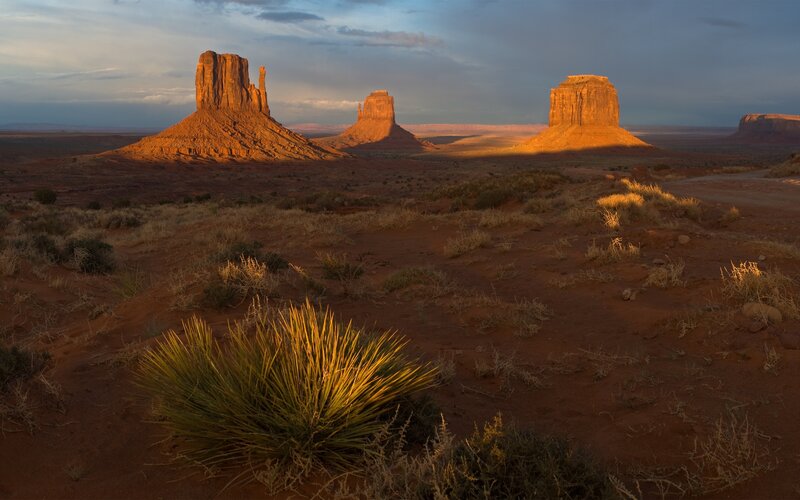 Monument Valley Buttes — Red, Dramatic, Sunset, Photograph